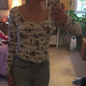 Black & white floral long sleeve